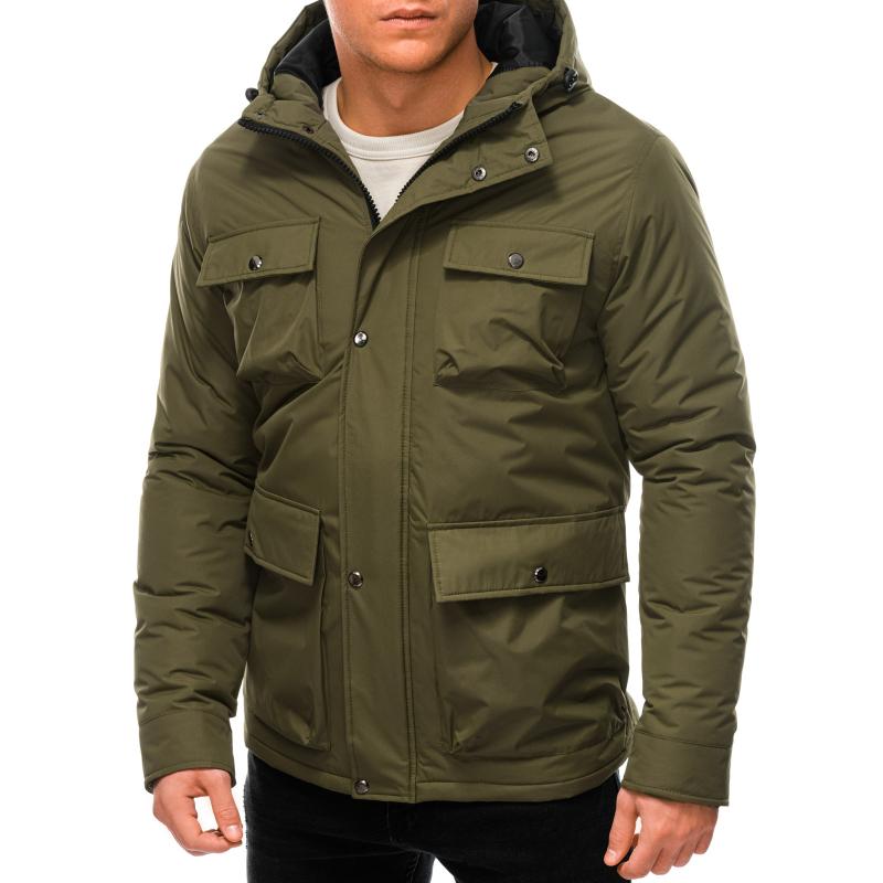 Férfi télikabát ALESS sötét olíva