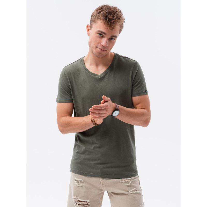 Férfi egyszínű póló NORRIS sötét olívaolaj színű