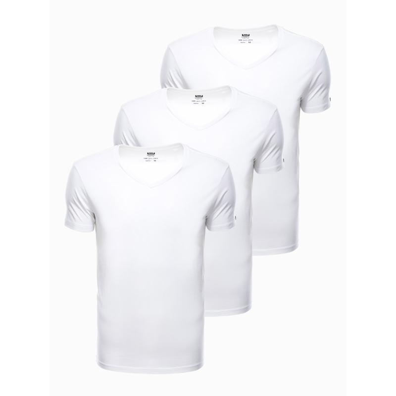 Jednofarebné pánske tričko - biele 3-pack GRIFFIN