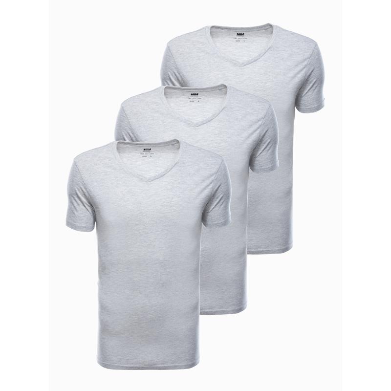 Pánské jednobarevné tričko - šedé 3-pack NOGAH