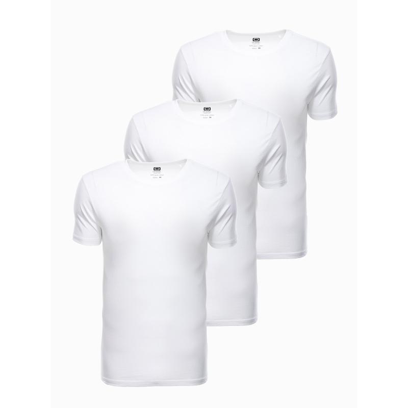 Jednofarebné pánske tričko - biele 3-pack HALL