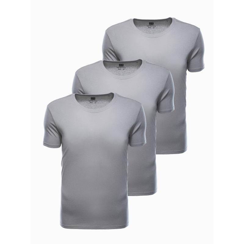 Pánské jednobarevné tričko - šedé 3ks BURT