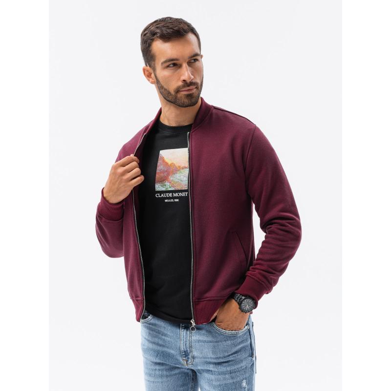 Pánska mikina na zips SAM tmavo červená