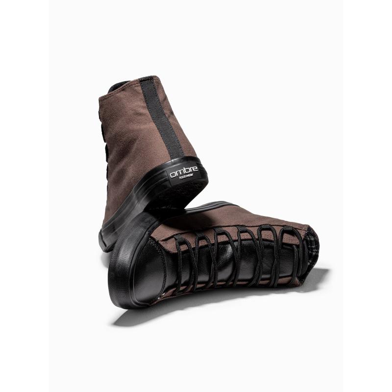 Férfi cipő kombinált anyagokból – barna V6 OM-FOTH-0143