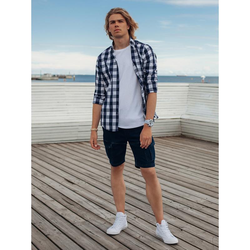 Pánske džínsové kraťasy CREW tmavé džínsy