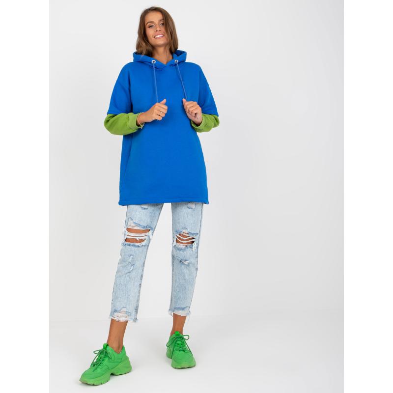 Női kapucnis pulóver RUE PARIS sötétkék