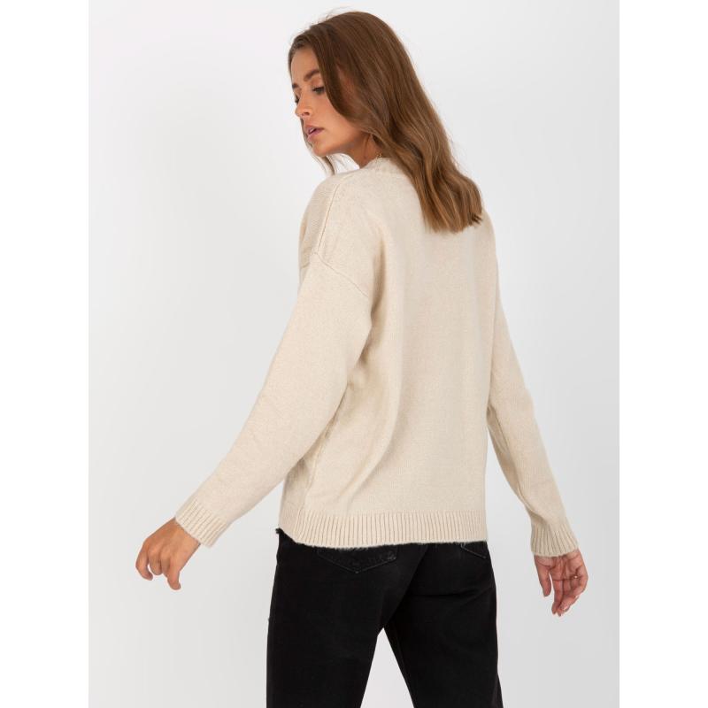 Béžový klasický Dámský svetr s výstřihem do V RUE PARIS