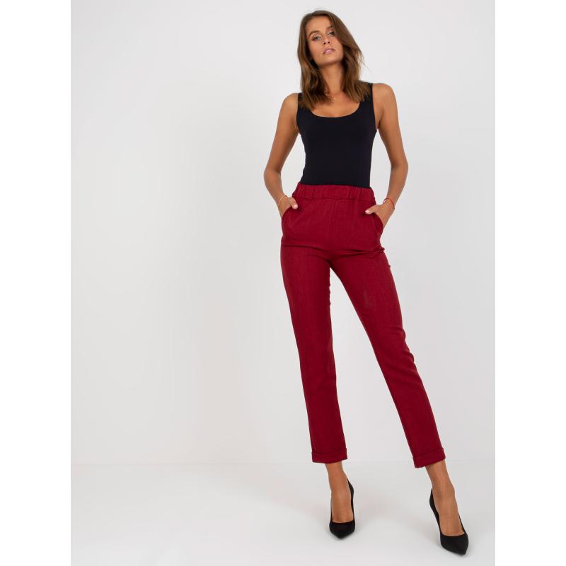 Női nadrág elegáns szövetből PIKA bordó bordó