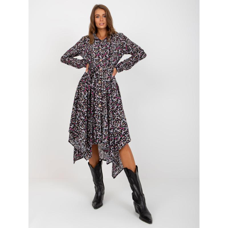 Női virágmintás ruha RUE PARIS fekete