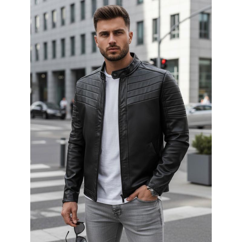 Pánska bunda koženková SANDER čierna