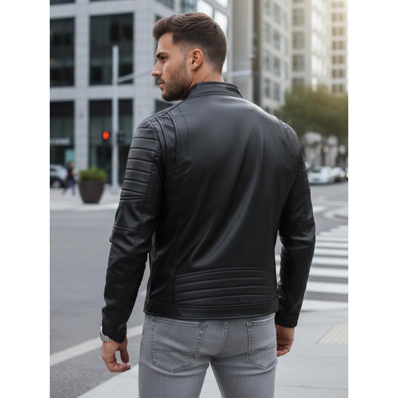 Pánska bunda koženková SANDER čierna