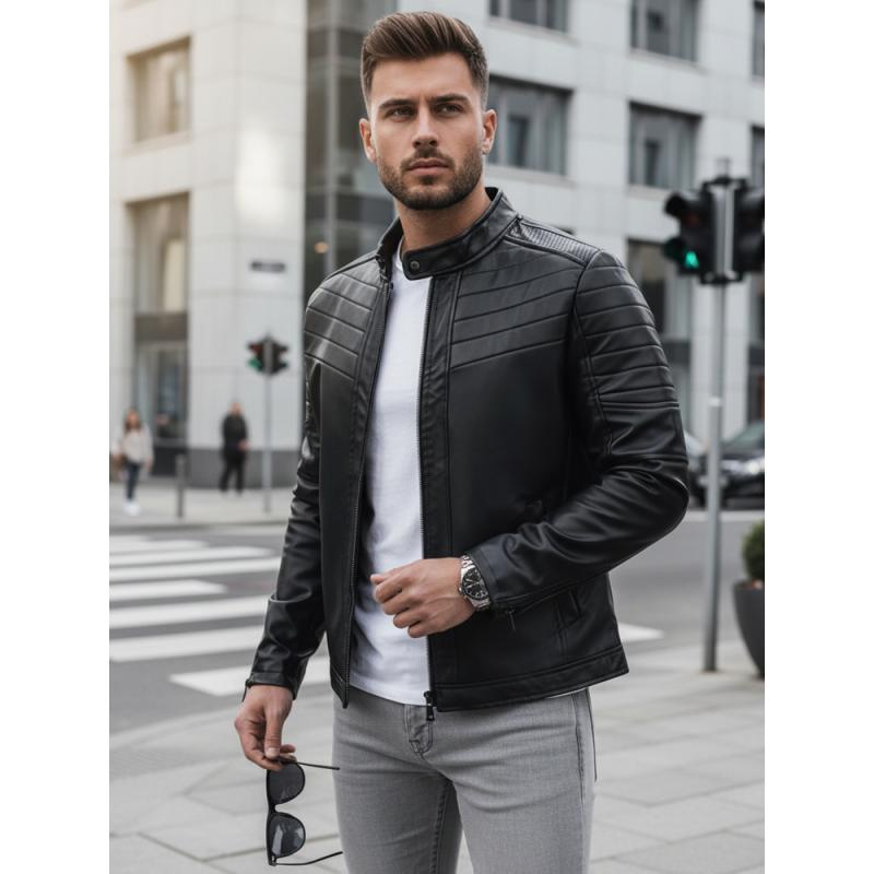 Pánska bunda koženková SANDER čierna