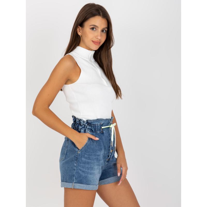 Dámské šortky s knoflíky džínové modré 