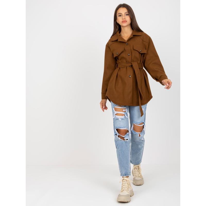 Dámský kabát s vázáním DENISE hnědýkhaki 
