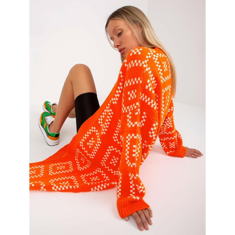 Női mintás pulóver RUE PARIS narancssárga