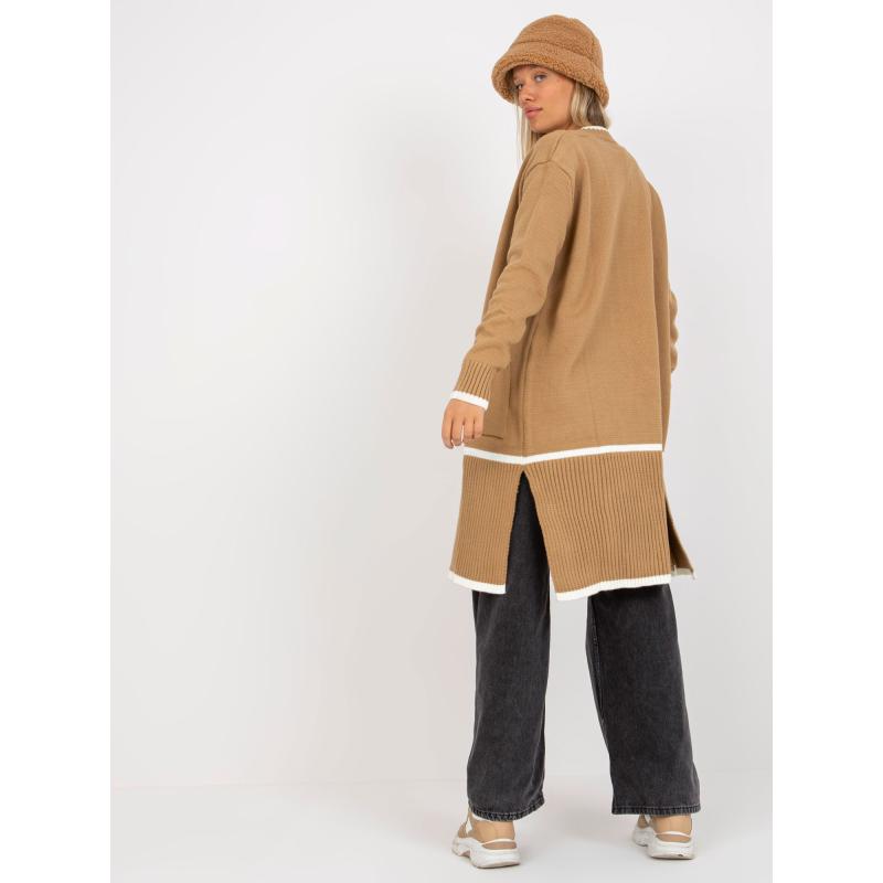 Dámský svetr oversize RUE PARIS tmavě béžový 