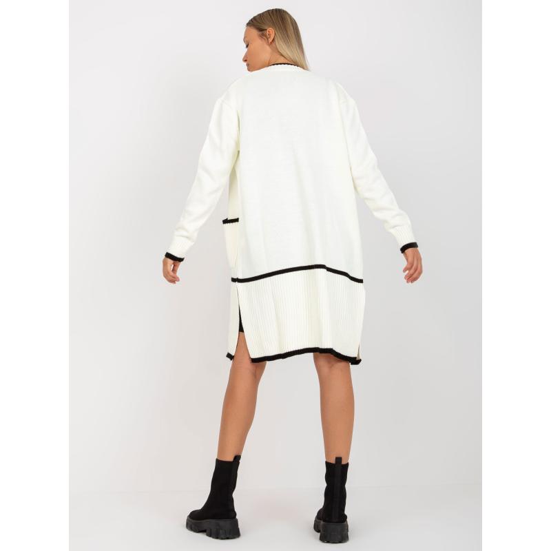 Dámský svetr s kapsami RUE PARIS černý ecru