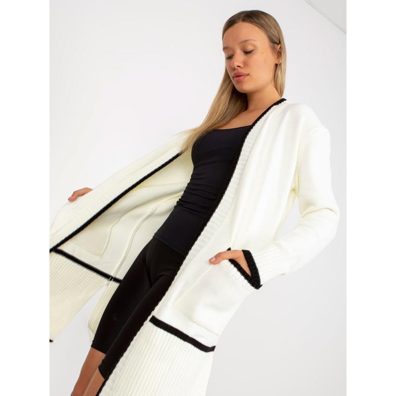 Dámský svetr s kapsami RUE PARIS černý ecru