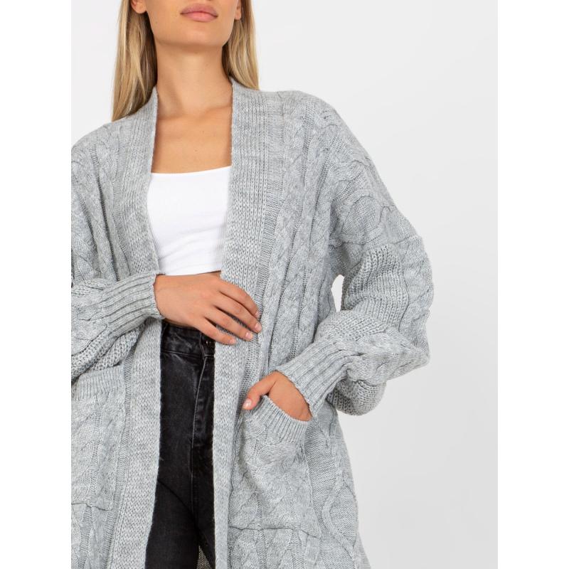 Dámský svetr s kostkami maxi RUE PARIS šedý 