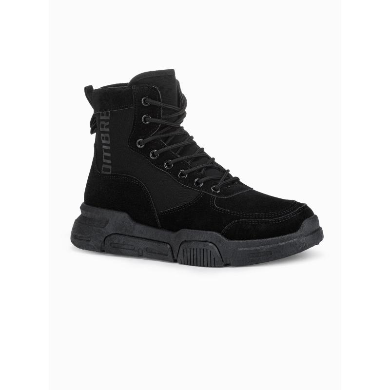 Férfi bokacsizma formázott talppal – fekete V1 OM-FOBO-0122