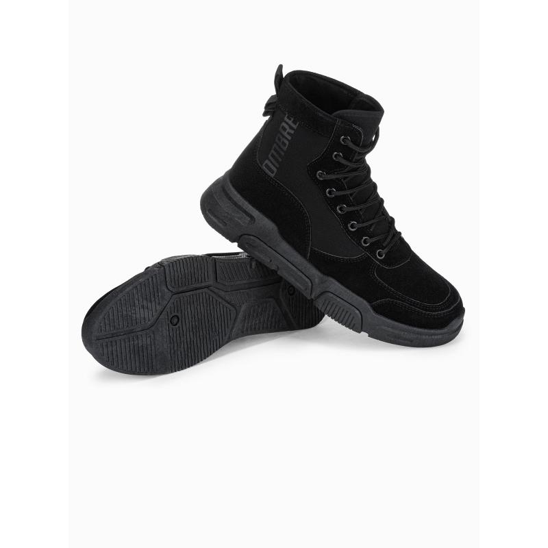 Férfi bokacsizma formázott talppal – fekete V1 OM-FOBO-0122