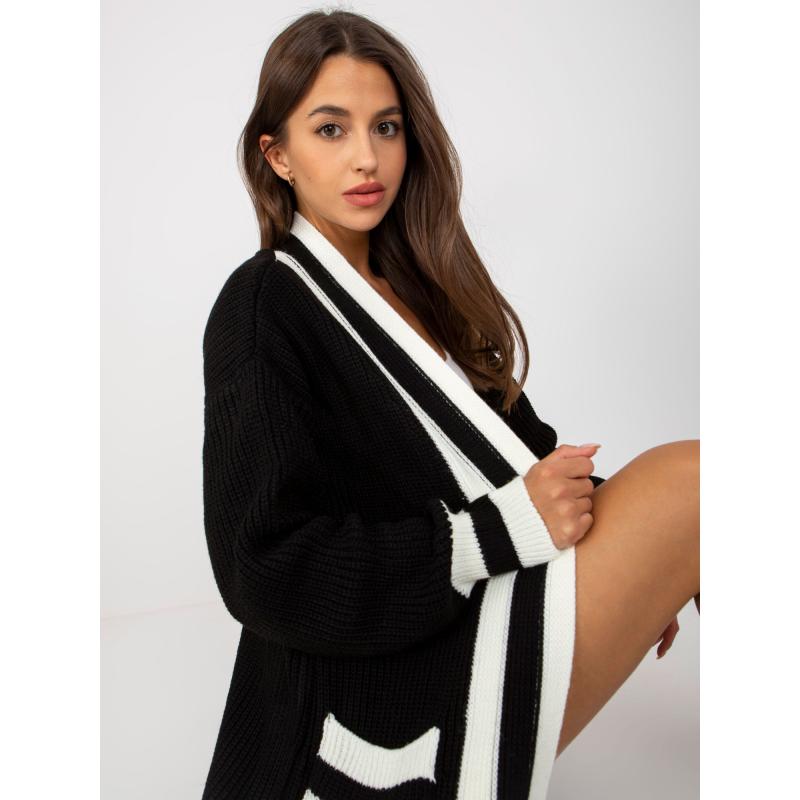 Dámský svetr s kapsami RUE PARIS černý 