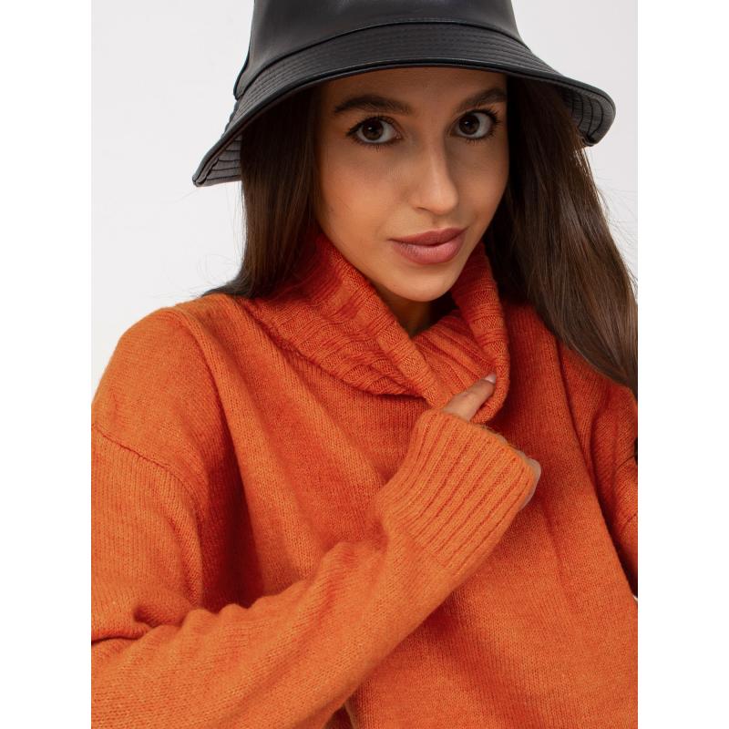 Dámský svetr s rolákem RUE PARIS tmavě oranžový 