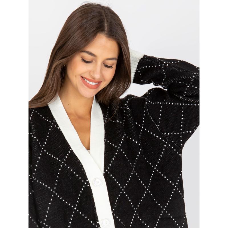 Dámský svetr na knoflíky RUE PARIS černý  