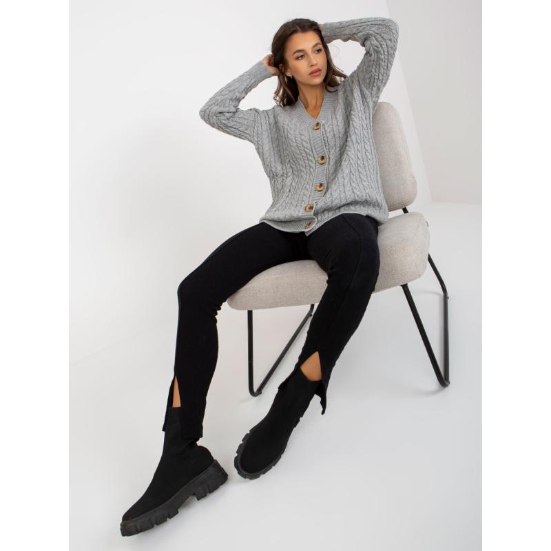 Dámský svetr kostkovaný RUE PARIS šedý  