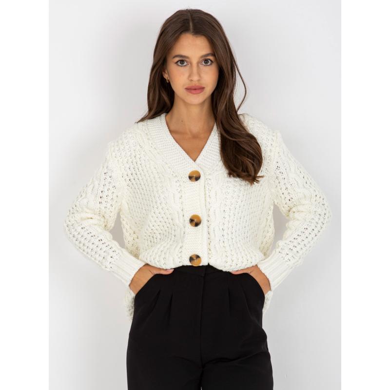 Női túlméretezett gombos pulóver RUE PARIS ekrü színű