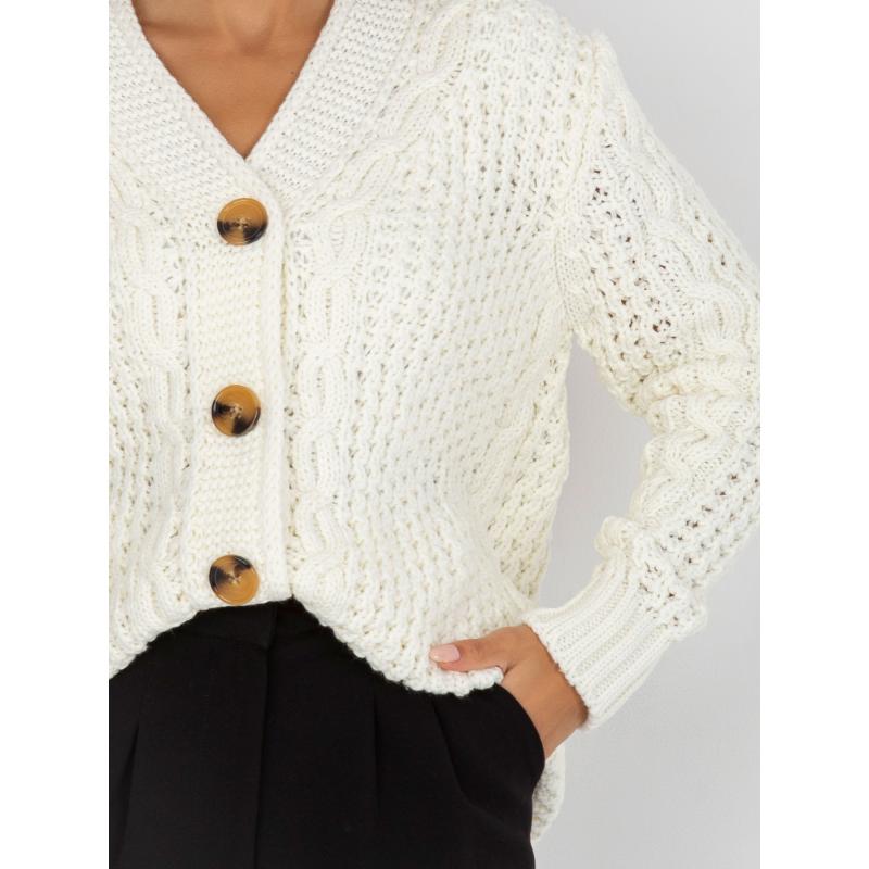 Női túlméretezett gombos pulóver RUE PARIS ekrü színű