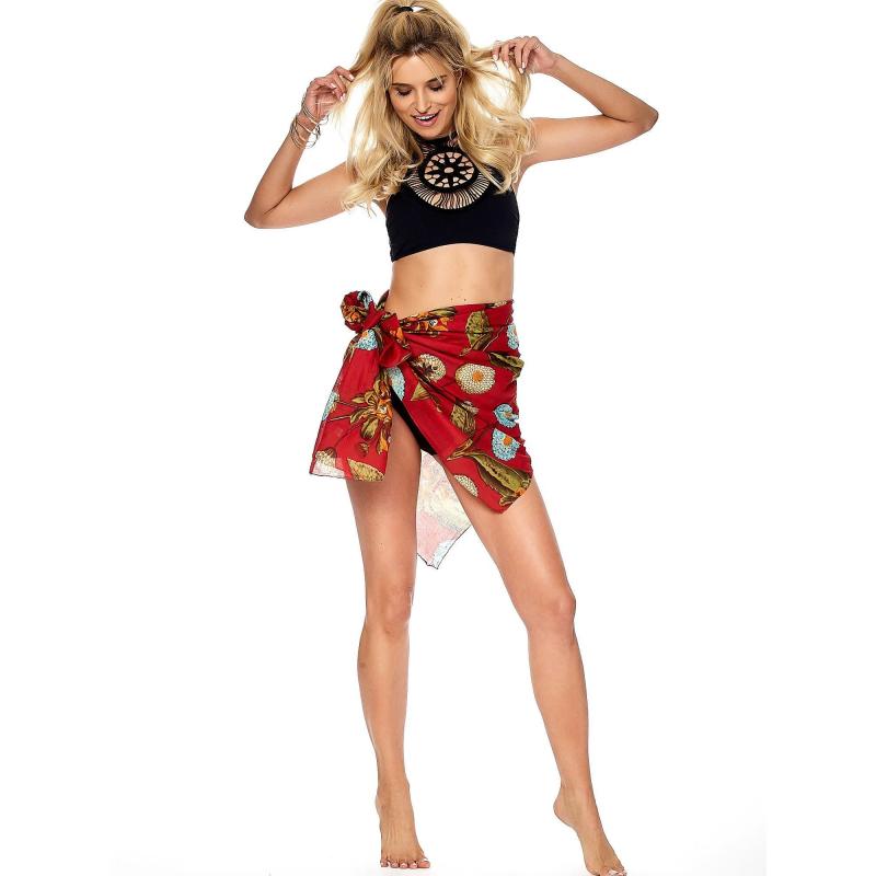 Női párizsi színes virágokkal piros