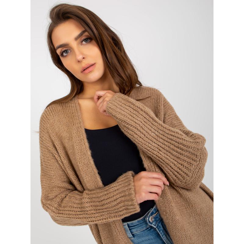 Dámský svetr se širokými rukávy OCH BELLA tmavě béžový  