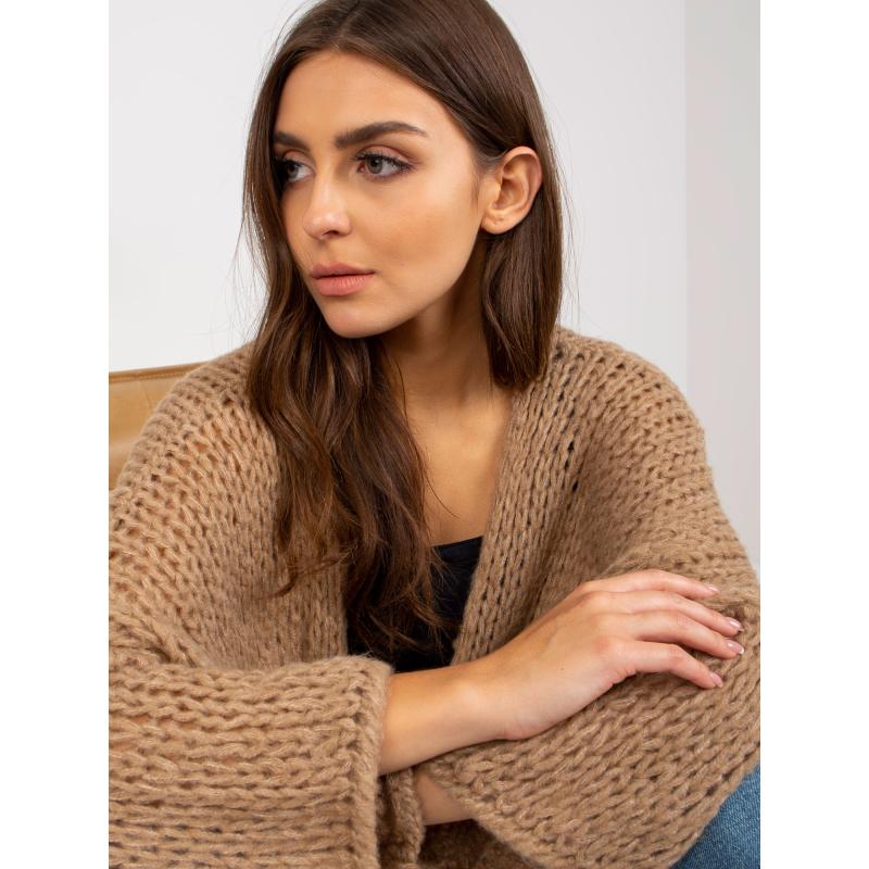 Dámský svetr oversize pletený OCH BELLA tmavě béžový  