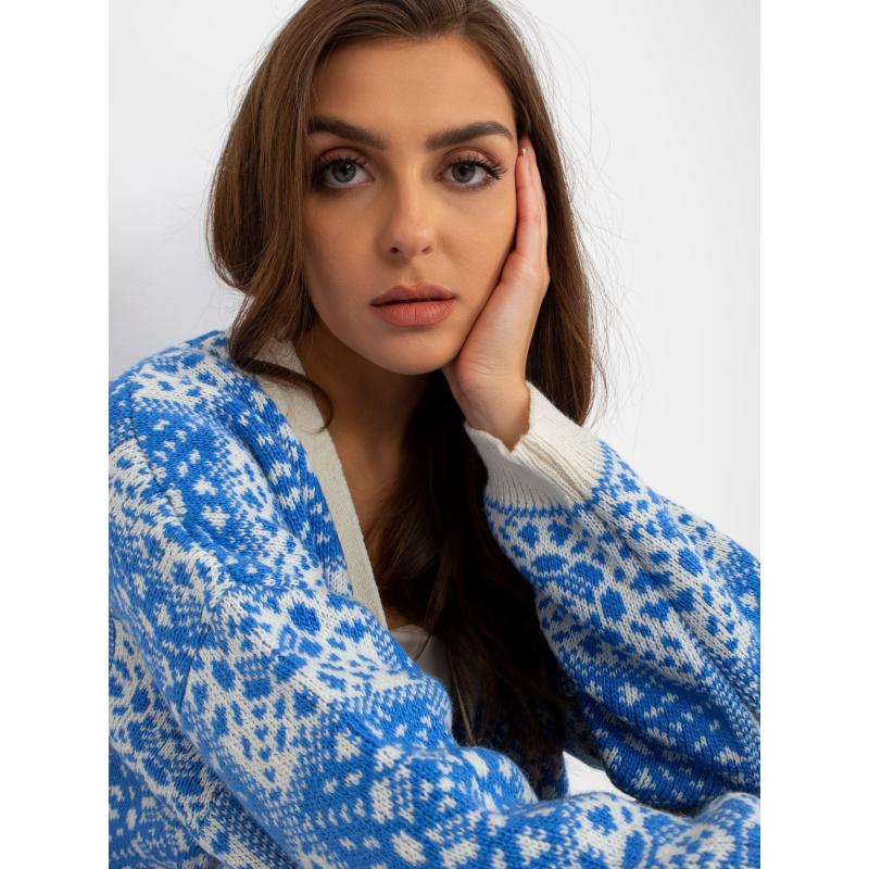 Dámský svetr vzorovaný RUE PARIS bílo-modrý  