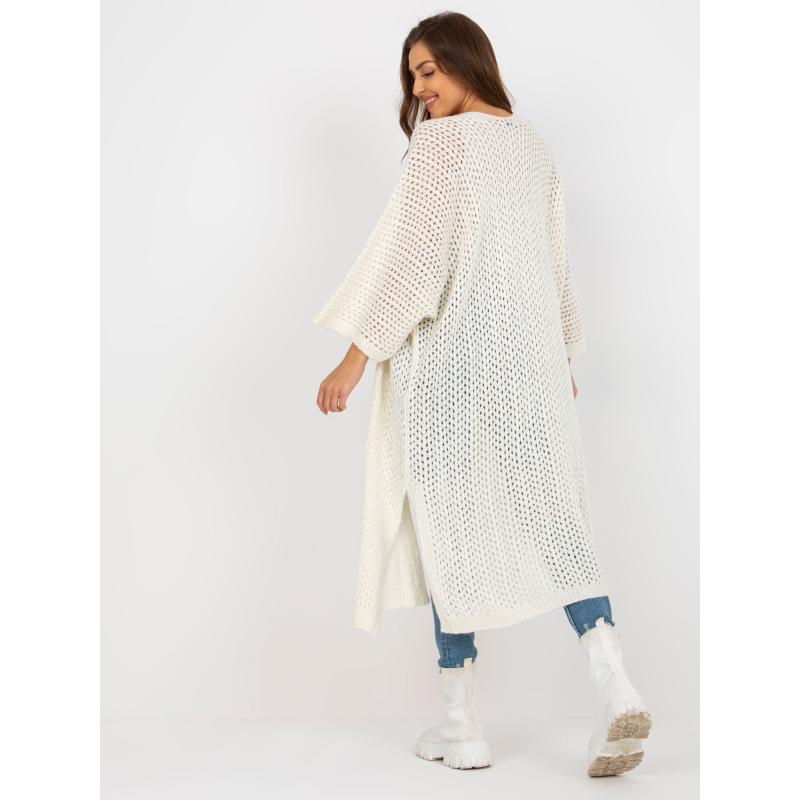 Dámsky sveter so širokými rukávmi dlhý OCH BELLA ecru