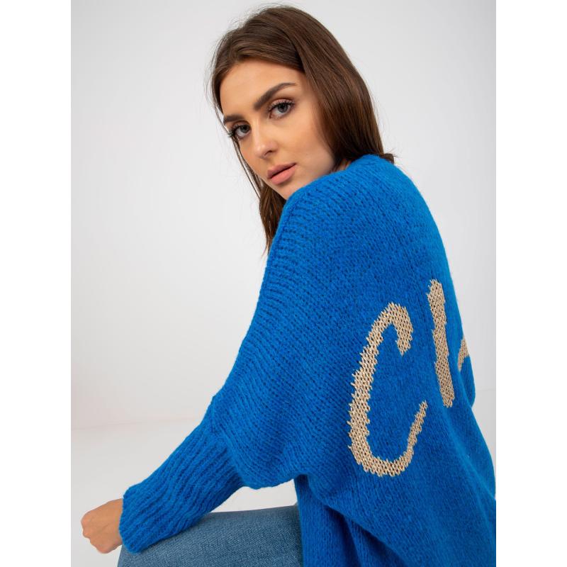 Dámský svetr s nápisem na zádech OCH BELLA tmavě modrý  