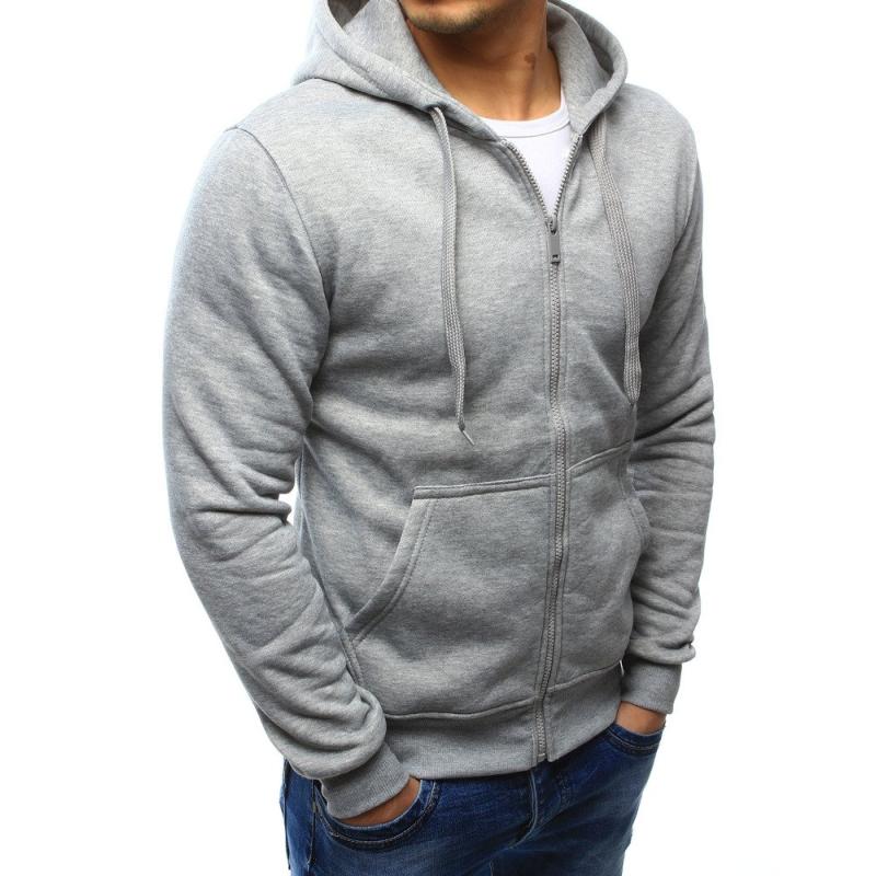 Pánská mikina s kapucí rozepínací šedá