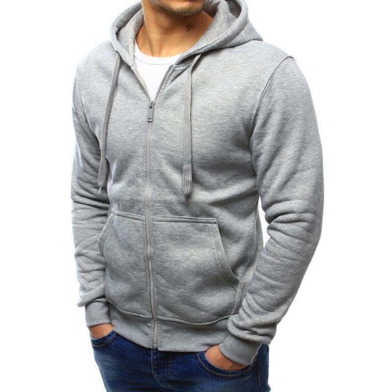 Pánská mikina s kapucí rozepínací šedá