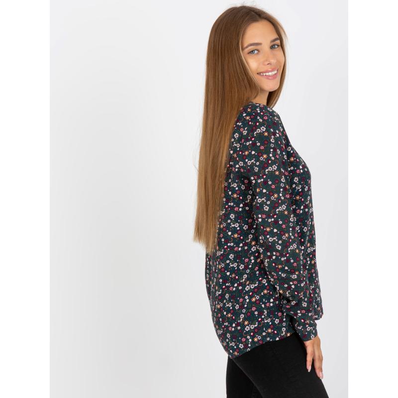 Női blúz viszkóz virágos MARGIE sötétkék