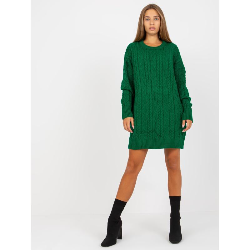 Női oversize kockás pulóver RUE PARIS zöld