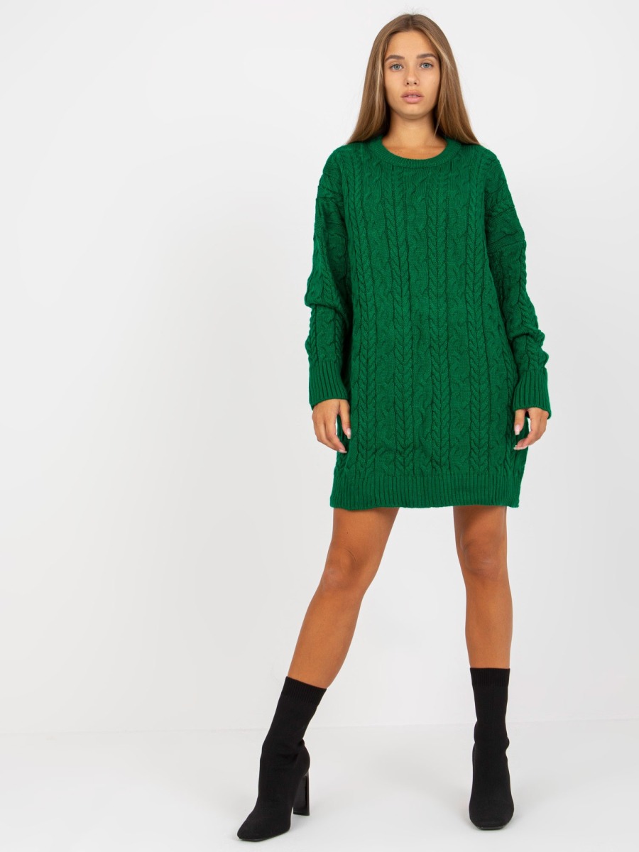 Női oversize kockás pulóver RUE PARIS zöld