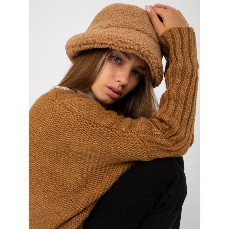 Dámský svetr s kostkami oversize OCH BELLA hnědý
