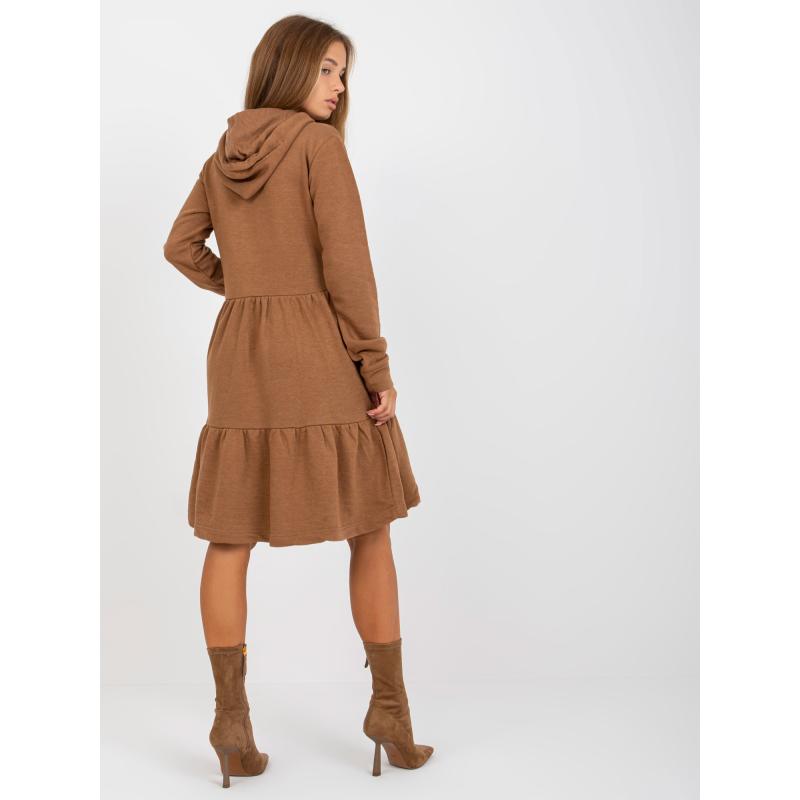 Dámské šaty s kapucí rozšířené teplákové FRESH MADE hnědé