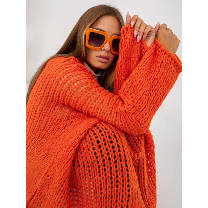 Dámský svetr se širokými rukávy oversize OCH BELLA oranžový 