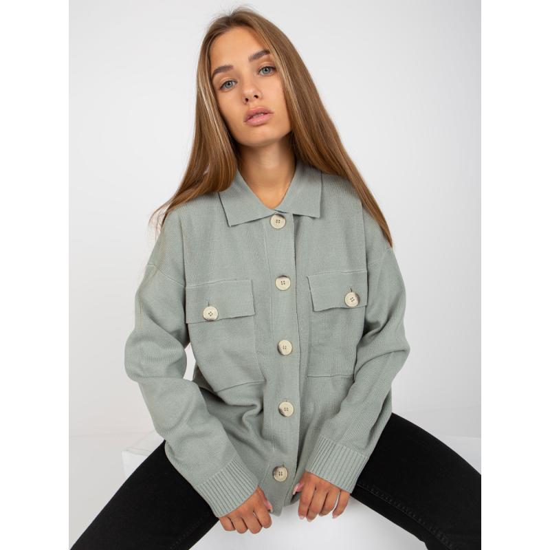 Dámský svetr s krátkým rukávem ALENA světle zelený 