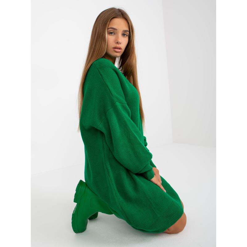 Dámské šaty s výstřihem do V RUE PARIS zelené  