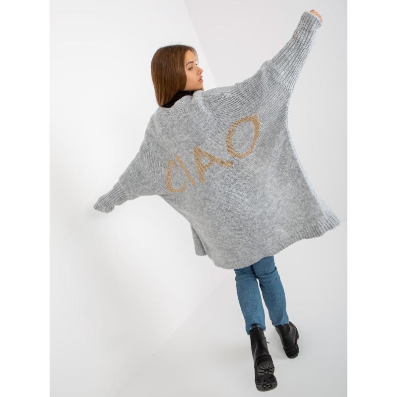 Női kardigán, hátul feliratos OCH BELLA szürke