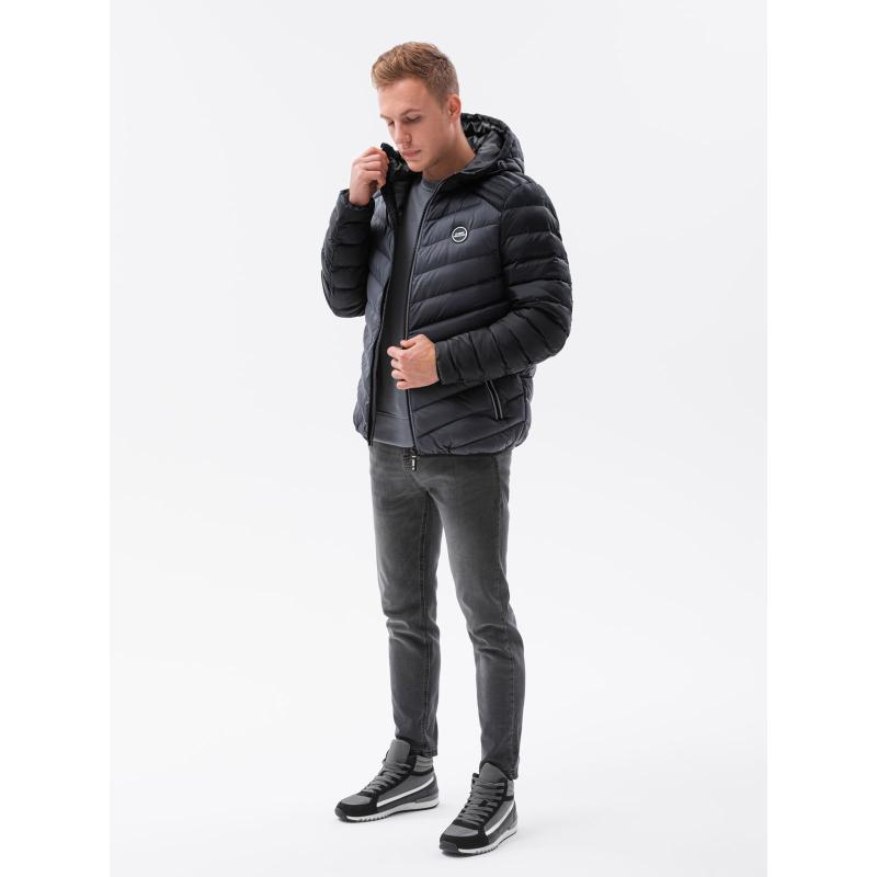 Pánská bunda prošívaná CASEY šedá/černá