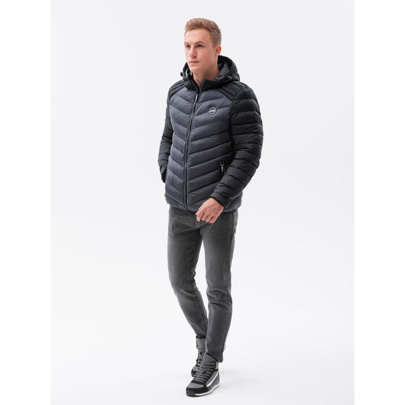 Pánská bunda prošívaná CASEY šedá/černá